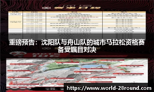 重磅预告:沈阳队与舟山队的城市马拉松资格赛备受瞩目对决